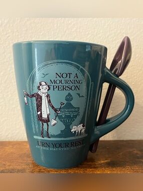 Disney Haunted Mansion Grave Digger Mug Not A Mourning Person Shovel Spoon B100